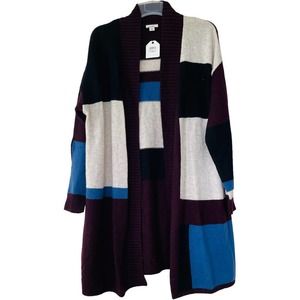 Nordstrom Caslon Color Block Burgundy open sweater